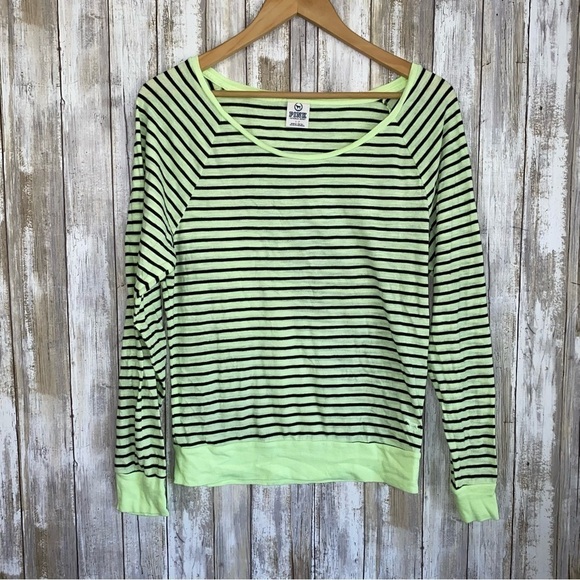 PINK Victoria's Secret Tops - Victoria's Secret Green Striped Long Sleeve